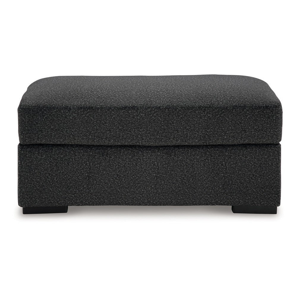 Ashley Wryen Accent Ottoman Modern Plush Onyx Black Polyester 44 Inch BM331865