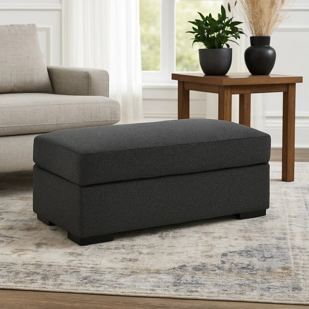 Ashley Wryen Accent Ottoman, Modern Plush Onyx Black Polyester, 44 Inch