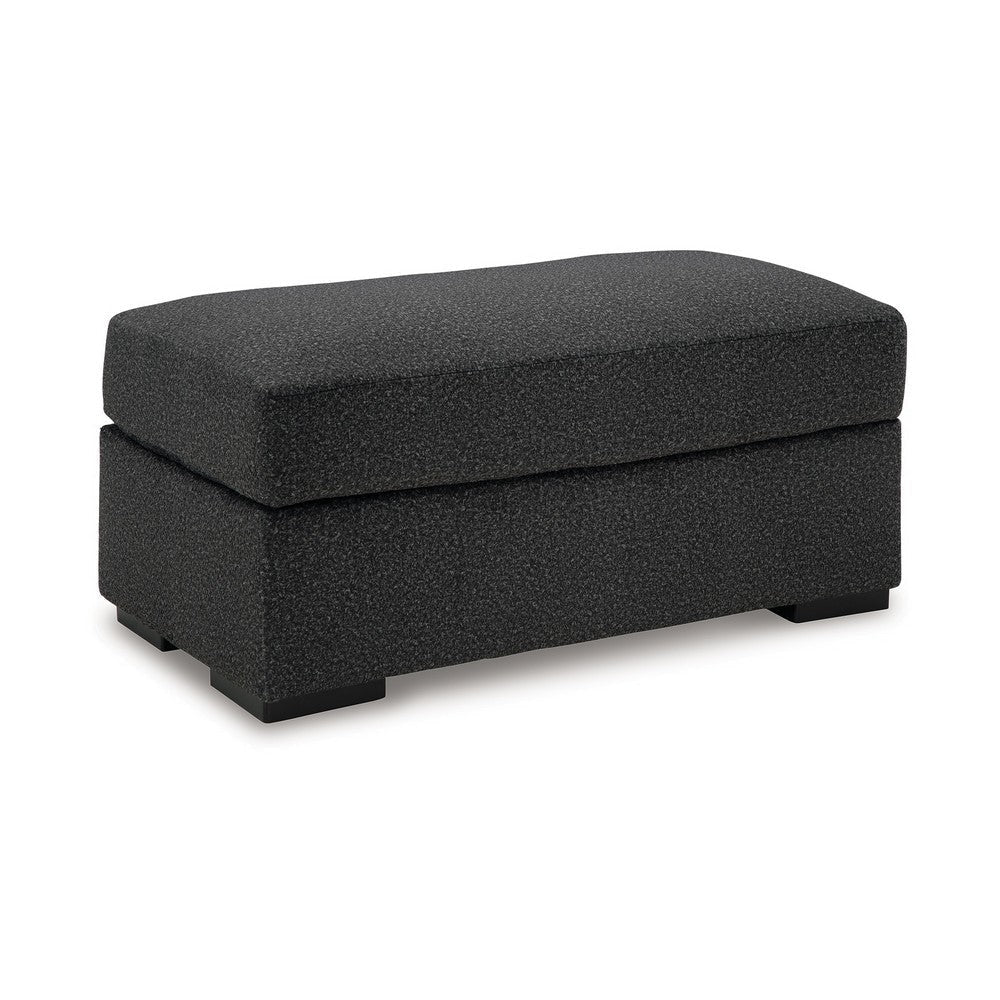 Ashley Wryen Accent Ottoman, Modern Plush Onyx Black Polyester, 44 Inch