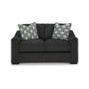 Ashley Wryen Loveseat Onyx Black Polyester 2 Accent Throw Pillows 67 Inch BM331867