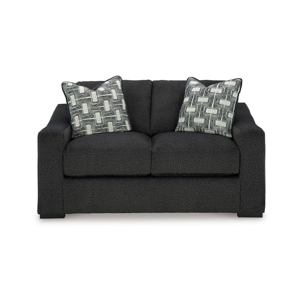 Ashley Wryen Loveseat Onyx Black Polyester 2 Accent Throw Pillows 67 Inch BM331867