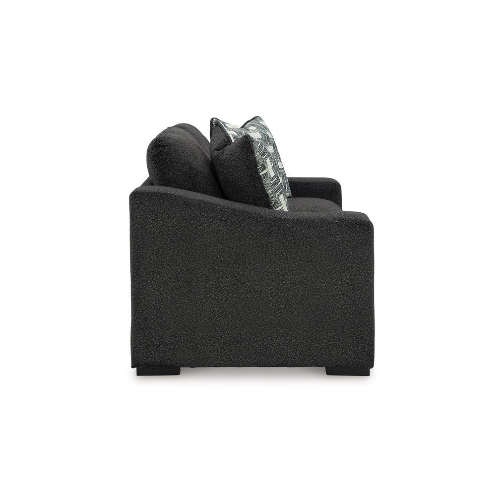 Ashley Wryen Loveseat Onyx Black Polyester 2 Accent Throw Pillows 67 Inch BM331867
