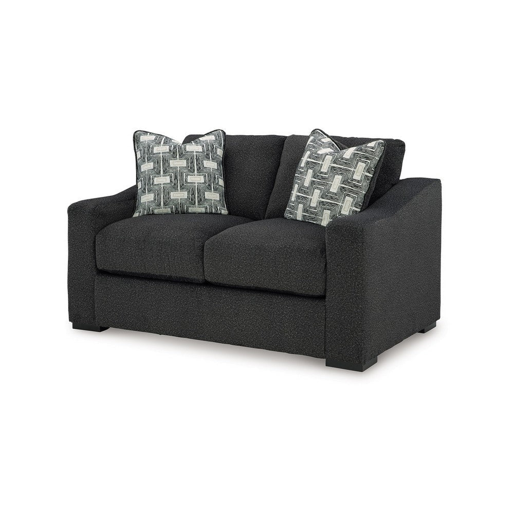 Ashley Wryen Loveseat Onyx Black Polyester 2 Accent Throw Pillows 67 Inch BM331867