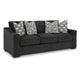 Ashley Wryen Sofa, Onyx Black Polyester, 4 Accent Throw Pillows, 93 Inch
