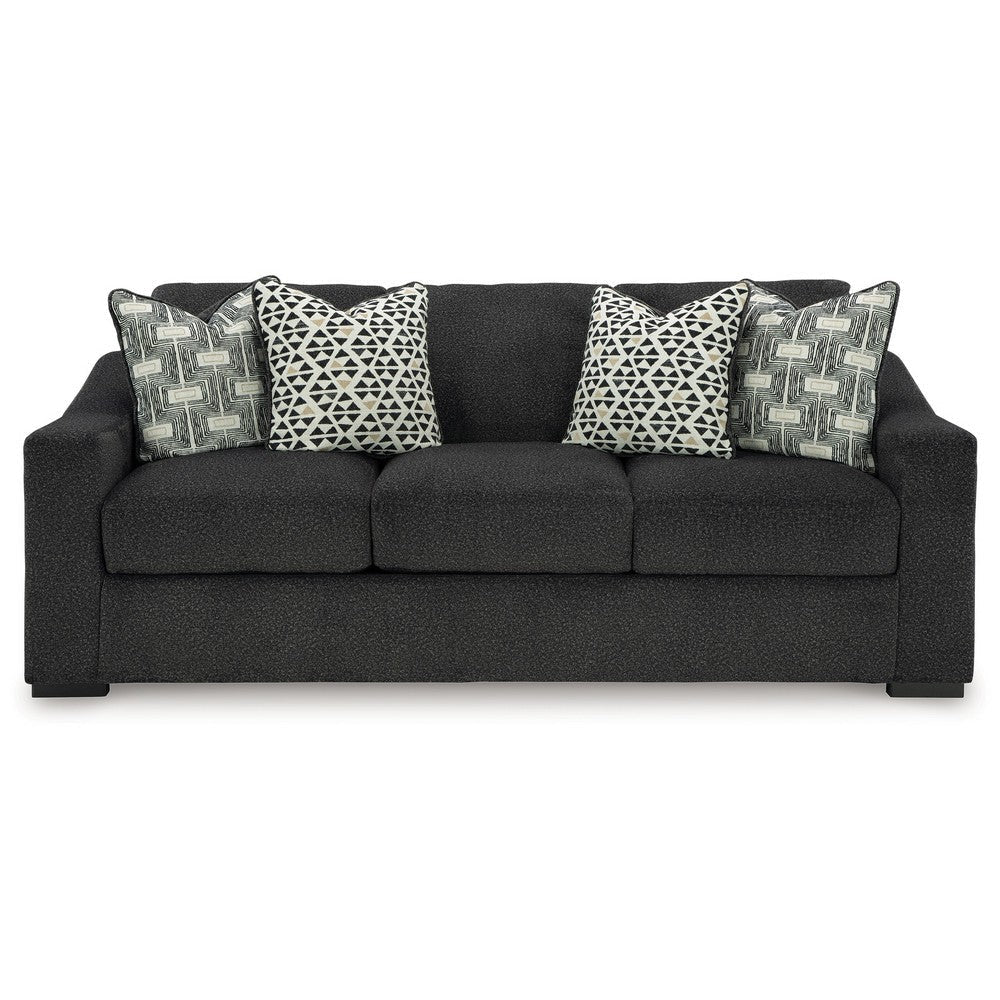 Ashley Wryen Sofa Onyx Black Polyester 4 Accent Throw Pillows 93 Inch BM331868