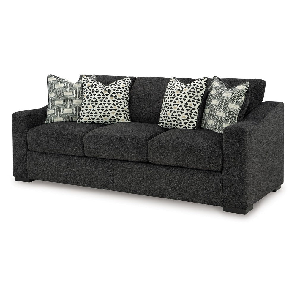 Ashley Wryen Sofa Onyx Black Polyester 4 Accent Throw Pillows 93 Inch BM331868