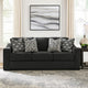 Ashley Wryen Sofa, Onyx Black Polyester, 4 Accent Throw Pillows, 93 Inch