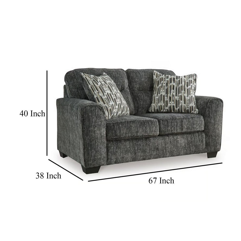 Ashley Layla Loveseat Plush Dark Gray Polyester 2 Accent Pillows 67 Inch BM331873