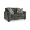 Ashley Layla Loveseat, Plush Dark Gray Polyester, 2 Accent Pillows, 67 Inch