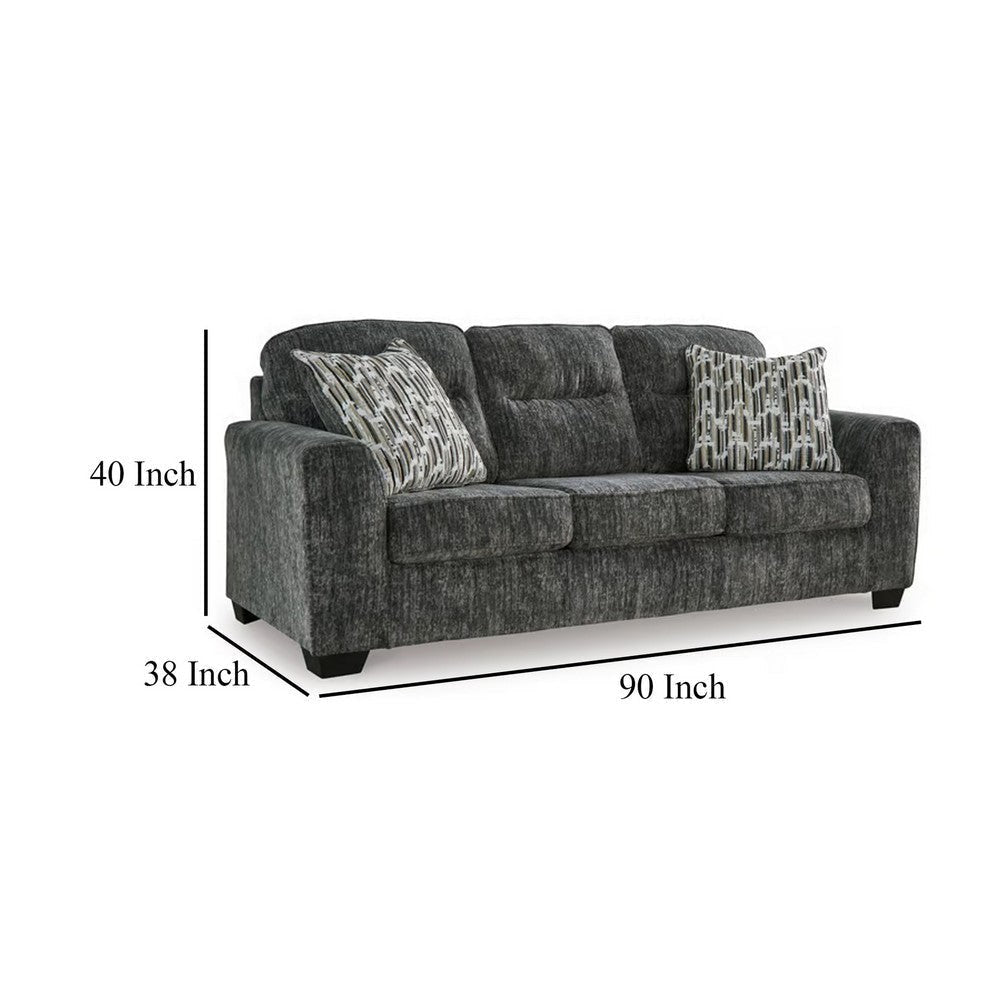 Ashley Layla Sofa Extra Plush Dark Gray Polyester 2 Accent Pillows 90 Inch BM331874