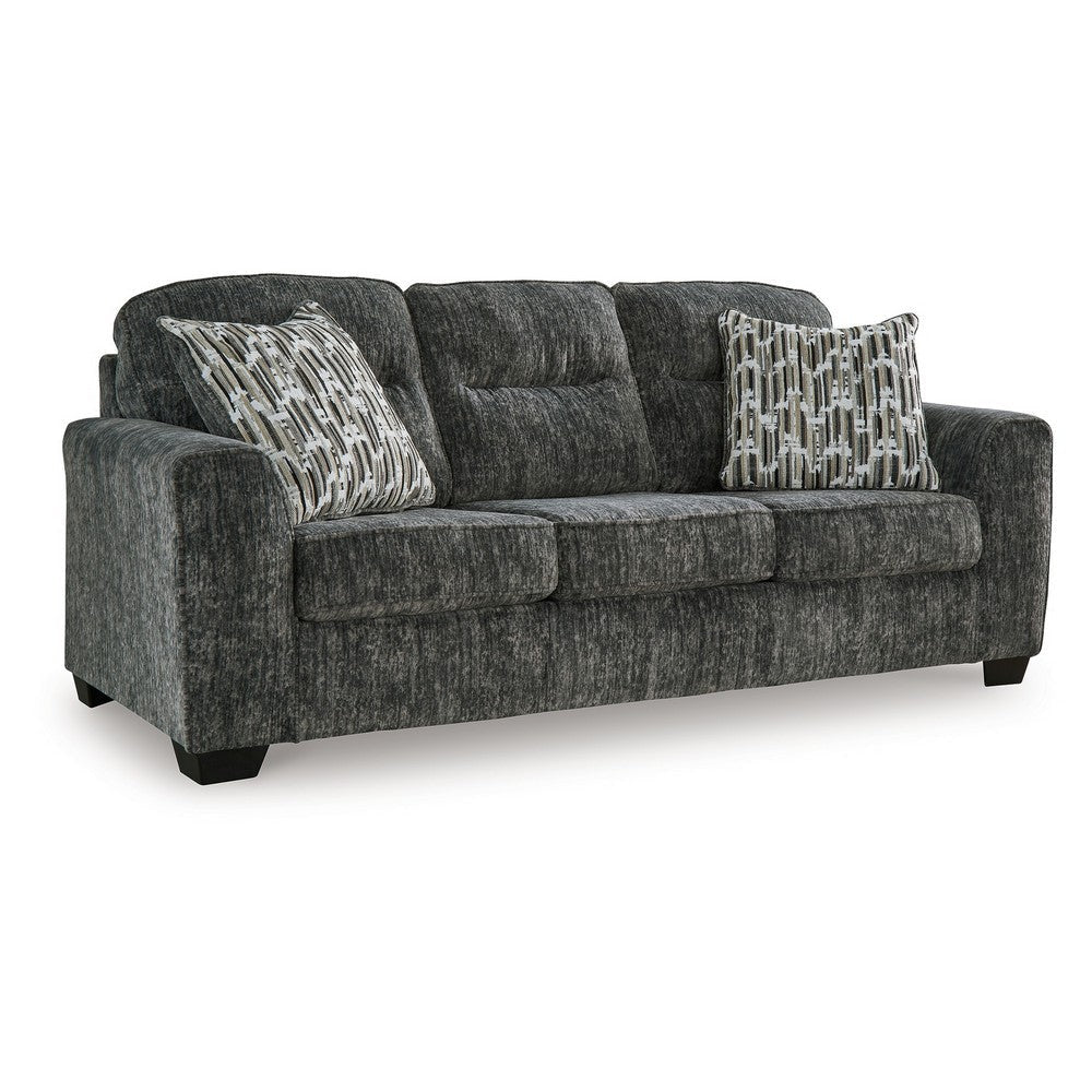 Ashley Layla Sofa, Extra Plush Dark Gray Polyester, 2 Accent Pillows, 90 Inch