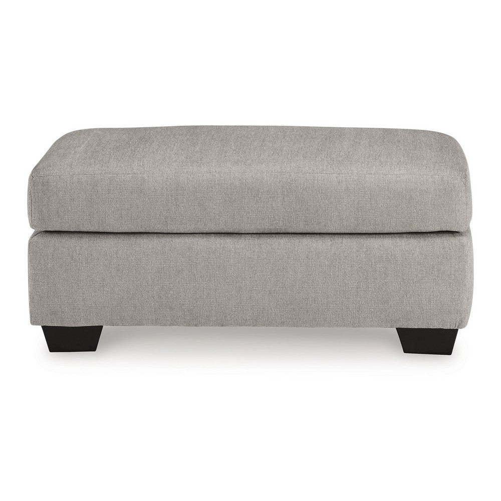 Ashley Delaney Ottoman, Flannel Gray Polyester, Soft Cushioned Top, 44 Inch