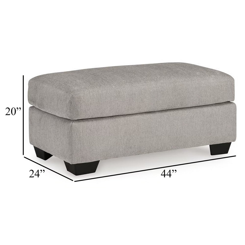 Ashley Delaney Ottoman, Flannel Gray Polyester, Soft Cushioned Top, 44 Inch