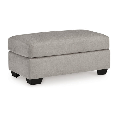 Ashley Delaney Ottoman, Flannel Gray Polyester, Soft Cushioned Top, 44 Inch