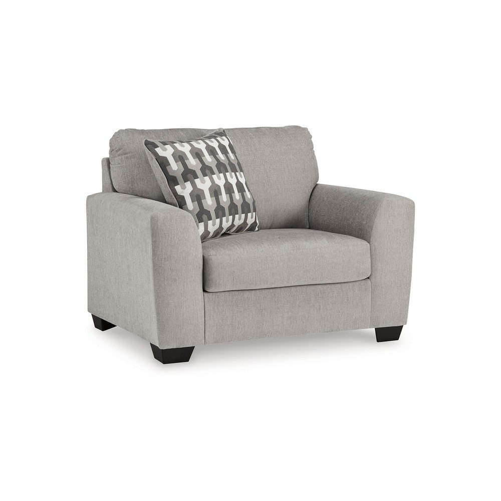 Ashley Delaney Accent Armchair, Flannel Gray Polyester, 1 Throw Pillow, Black