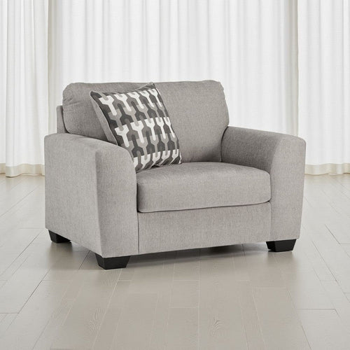 Ashley Delaney Accent Armchair, Flannel Gray Polyester, 1 Throw Pillow, Black