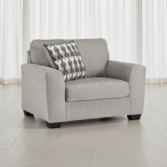 Ashley Delaney Accent Armchair, Flannel Gray Polyester, 1 Throw Pillow, Black