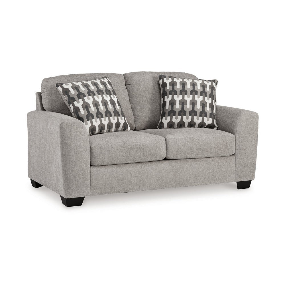 Ashley Delaney Loveseat, Flannel Gray Polyester, 2 Throw Pillows, 71 Inch