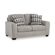 Ashley Delaney Loveseat, Flannel Gray Polyester, 2 Throw Pillows, 71 Inch