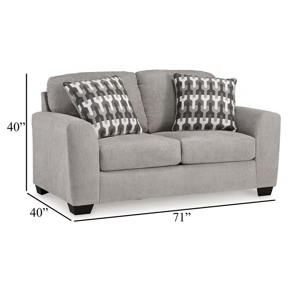 Ashley Delaney Loveseat Flannel Gray Polyester 2 Throw Pillows 71 Inch BM331881