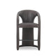Chie Counter Stool Chair, Curved Back, Gray Leather, Stainless Steel