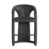 Chie Counter Stool Chair Curved Back Gray Leather Stainless Steel