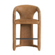 Chie Counter Stool Chair Curved Back Brown Leather Stainless Steel