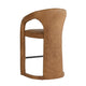 Chie Counter Stool Chair Curved Back Brown Leather Stainless Steel