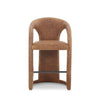 Chie Counter Stool Chair, Curved Back, Brown Leather, Stainless Steel