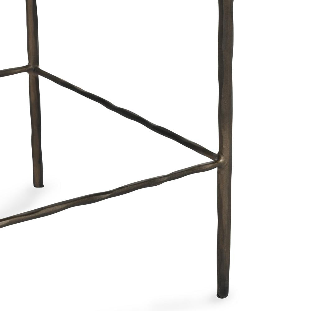 Ocea Counter Stool with Chestnut Brown Leather Seat Textured Iron