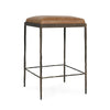 Ocea Counter Stool with Chestnut Brown Leather Seat, Textured Iron