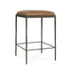 Ocea Counter Stool with Chestnut Brown Leather Seat, Textured Iron
