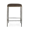 Ocea Counter Stool with Cocoa Brown Leather Seat Textured Iron Legs