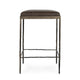Ocea Counter Stool with Cocoa Brown Leather Seat Textured Iron Legs