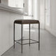 Ocea Counter Stool with Cocoa Brown Leather Seat, Textured Iron Legs