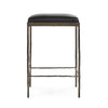 Ocea Counter Stool with Black Leather Seat Embossed Textured Iron