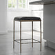 Ocea Counter Stool with Black Leather Seat Embossed Textured Iron