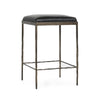 Ocea Counter Stool with Black Leather Seat, Embossed Textured Iron