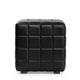 Isar Square Ottoman with Black Tufted Leather Mango Wood 18 Inch BM331904