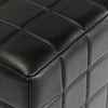 Isar Square Ottoman with Black Tufted Leather Mango Wood 18 Inch BM331904