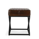 Idra Accent Bench Stool X-Cross Iron Diamond Quilted Brown Leather BM331905