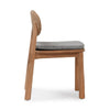 Loir Outdoor Dining Chair with Gray Fabric Seat Natural Teak Wood BM331906