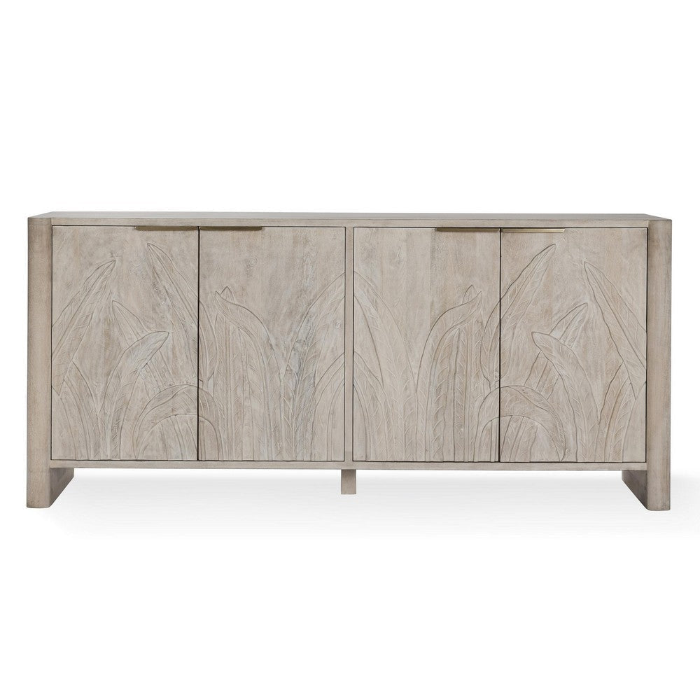 Orla Serving Buffet Cabinet Sideboard Console Carved White 82 Inch BM331907