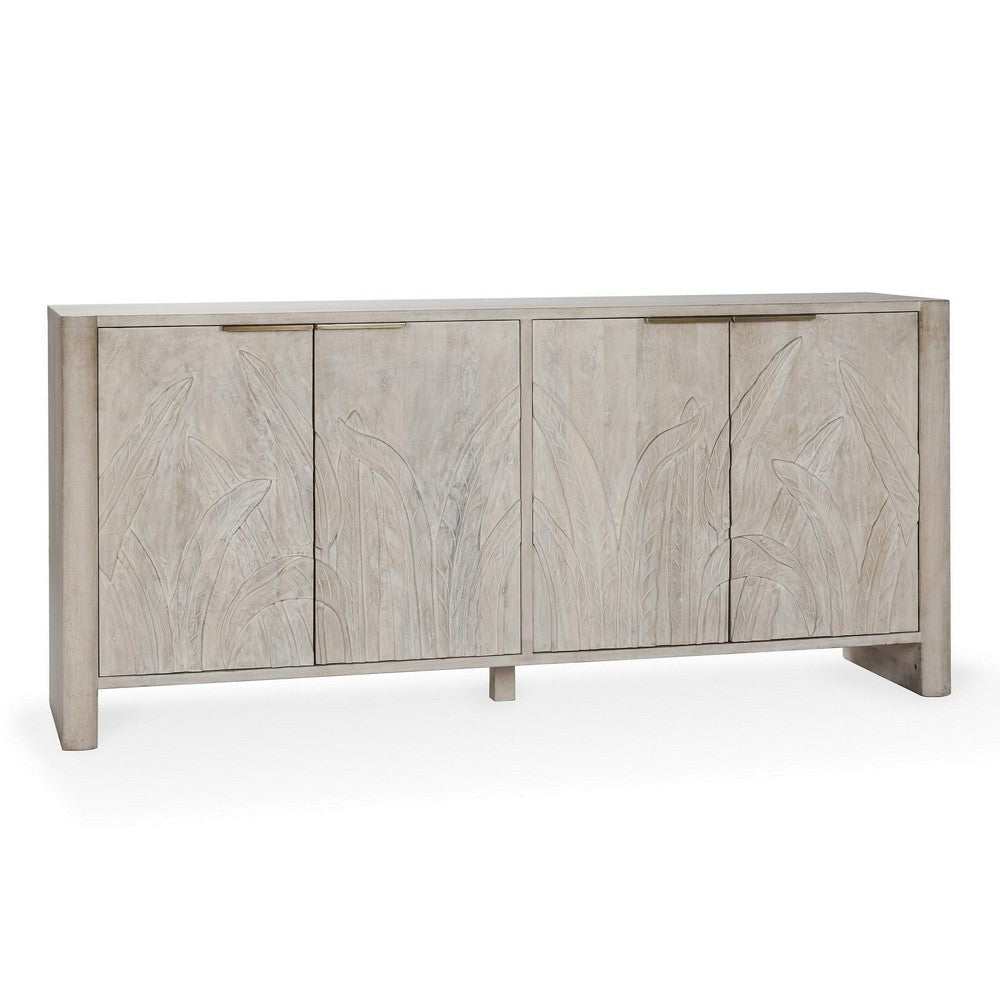 Orla Serving Buffet Cabinet Sideboard Console Carved White 82 Inch BM331907