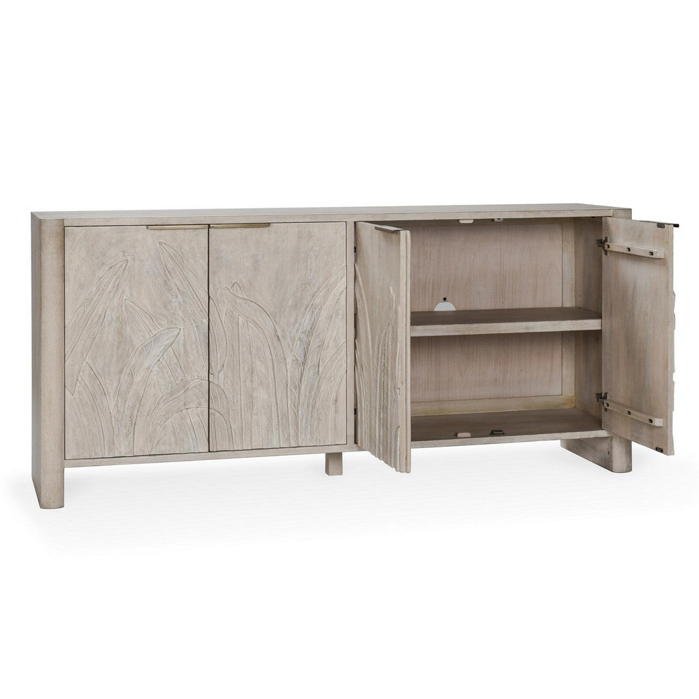 Orla Serving Buffet Cabinet Sideboard Console Carved White 82 Inch BM331907
