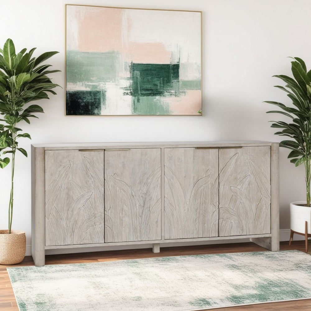 Orla Serving Buffet Cabinet Sideboard Console, Carved White 82 Inch