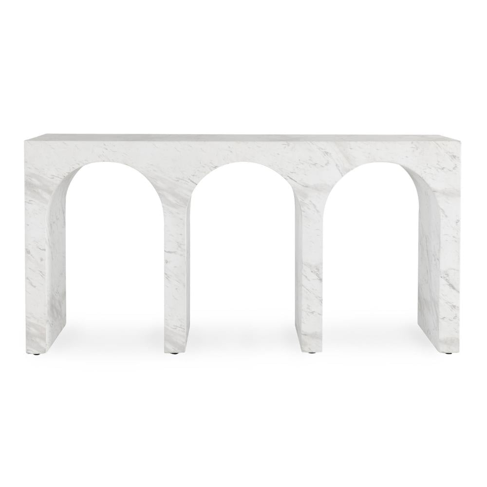 Uria Outdoor Console Table Arched Design Ivory Gray Concrete 61 Inch BM331908