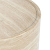 Kiva Outdoor End Table with Plinth Style Base, Beige Concrete 18 Inch