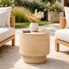 Kiva Outdoor End Table with Plinth Style Base, Beige Concrete 18 Inch