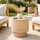 Kiva Outdoor End Table with Plinth Style Base, Beige Concrete 18 Inch
